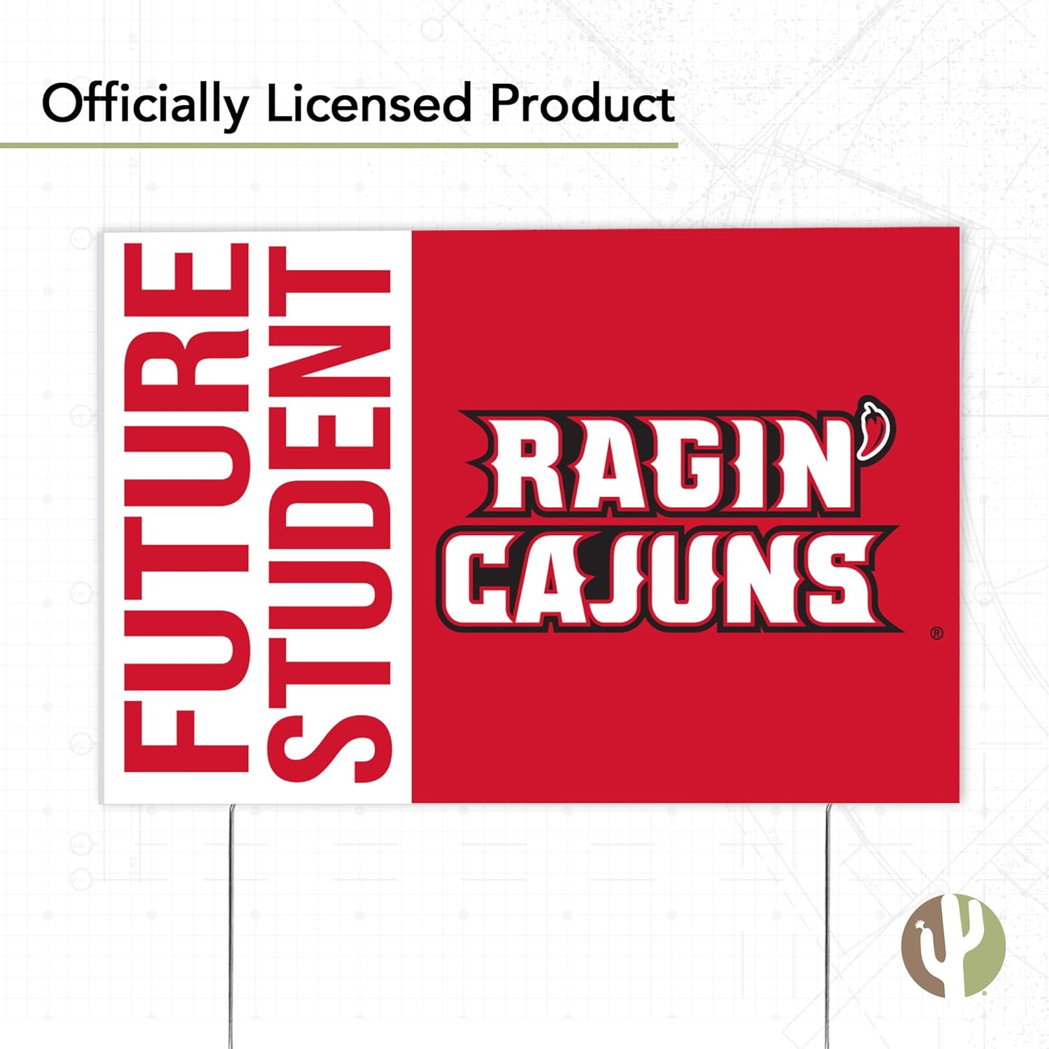 Desert Cactus University of Louisiana Lafayette Ragin Cajuns 12x18" New Student Celebration Yard Sign Outdoor Lawn Display with Stakes (Grad Sign 4)