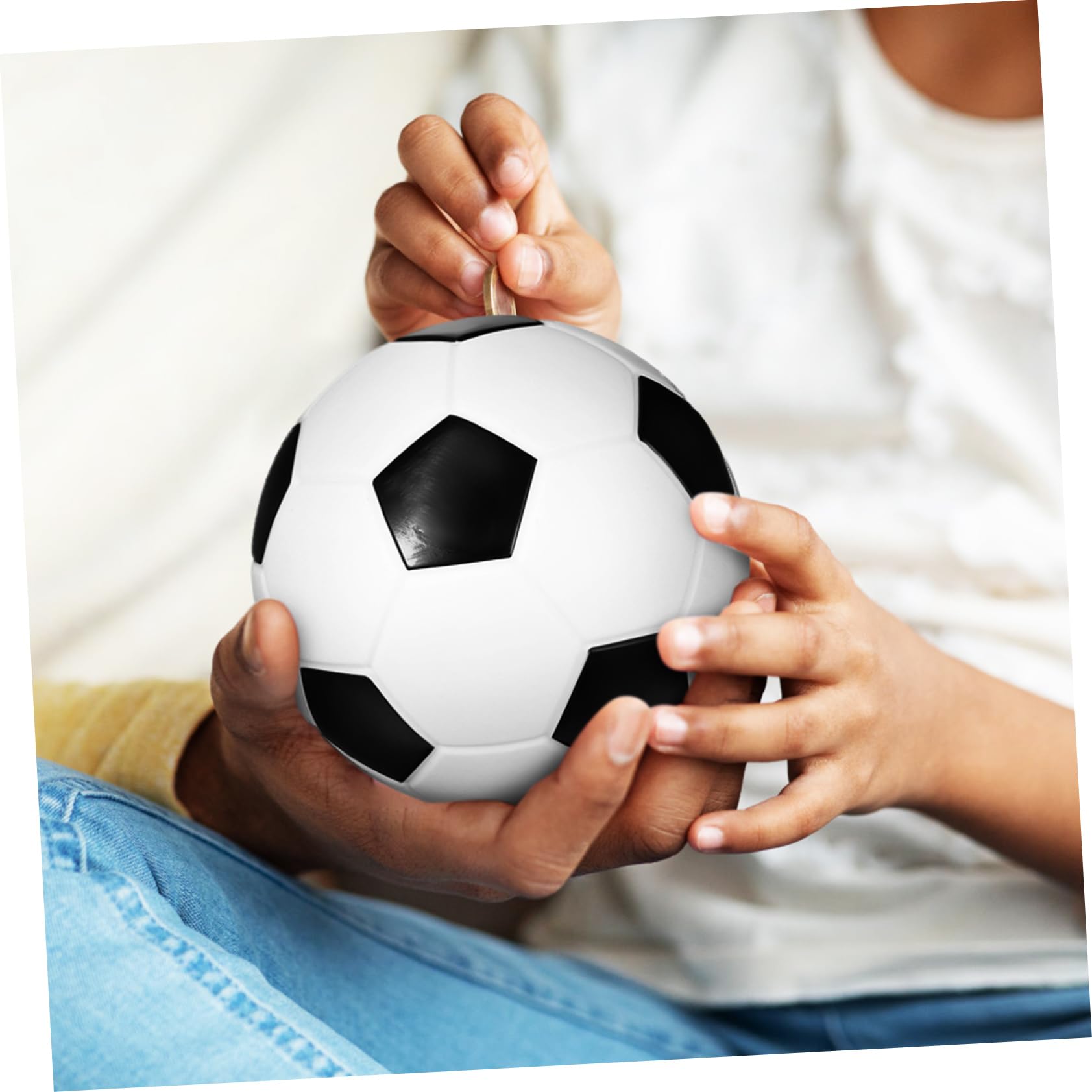 ibasenice Set di 2 Salvadanai per Bambini Pallone da Calcio e Pallone da Basket in Vinile, Dimensioni Portatili, per Risparmiare Soldi a Casa come Regalo di Compleanno