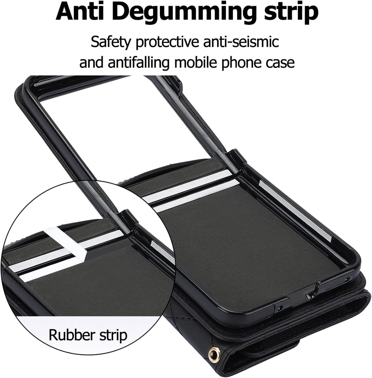 for Motorola Razr 2025 Wallet Case with Card Holder, PU Leather Crossbody Wallet Lanyard Shockproof Case for Motorola Razr 2025 (Black)