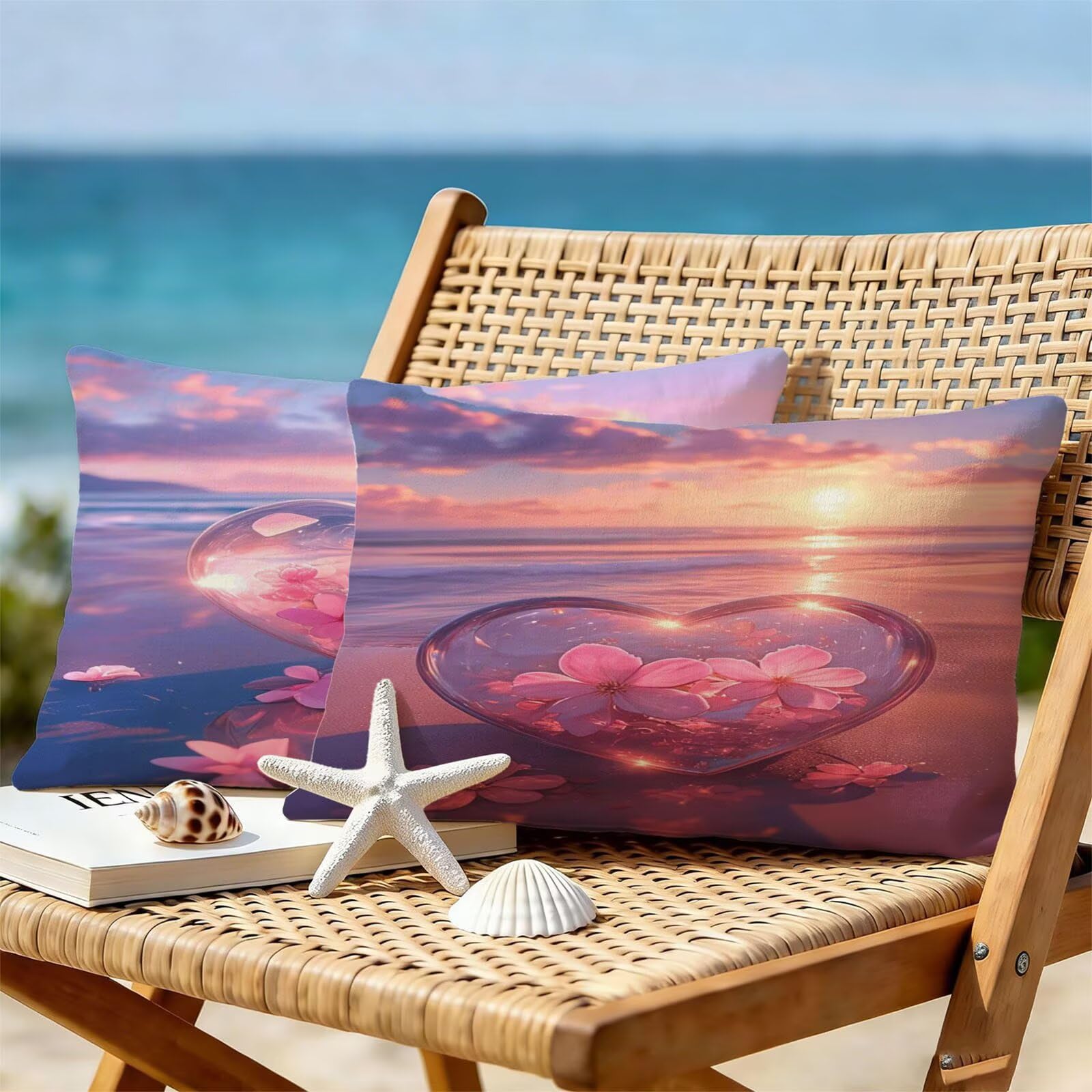 Générique Housse Coussin Exterieur Impermeable 30x50cm Plage Décoratif Taie d'oreiller Decoration Amour Housse de Coussin Exterieur Impermeable pour Salon de Jardin Lot 2. T-4305