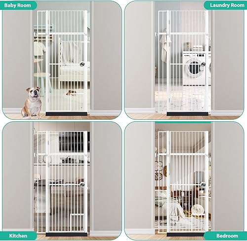 Miniatura 6 de Puertas extra altas de 71 pulgadas para gatos y perros, puerta ajustable para gatos de 28.7 pulgadas y 37.5 pulgadas de ancho, puerta completa