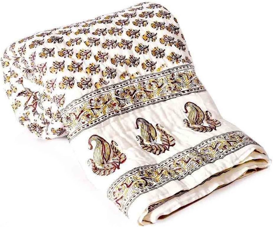 2Dots Hand Block Floral Print Double Bed Jaipuri Razai