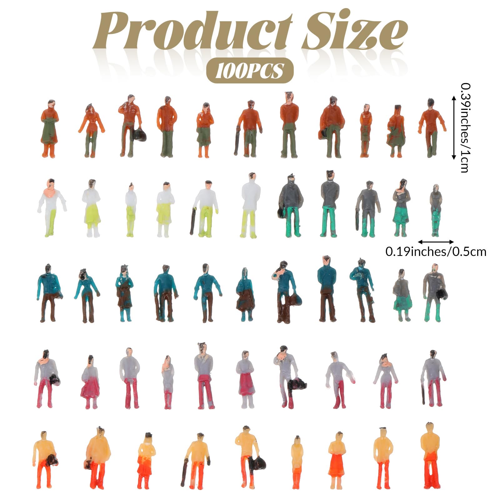 Sibba 100 Pcs Mini People Figurines 1: 150 Scale Little People Toys Architectural Painted Tiny Model Sitting Standing Miniature Figurines Model for Miniature Scenes 1 × 0.5cm - Image 2