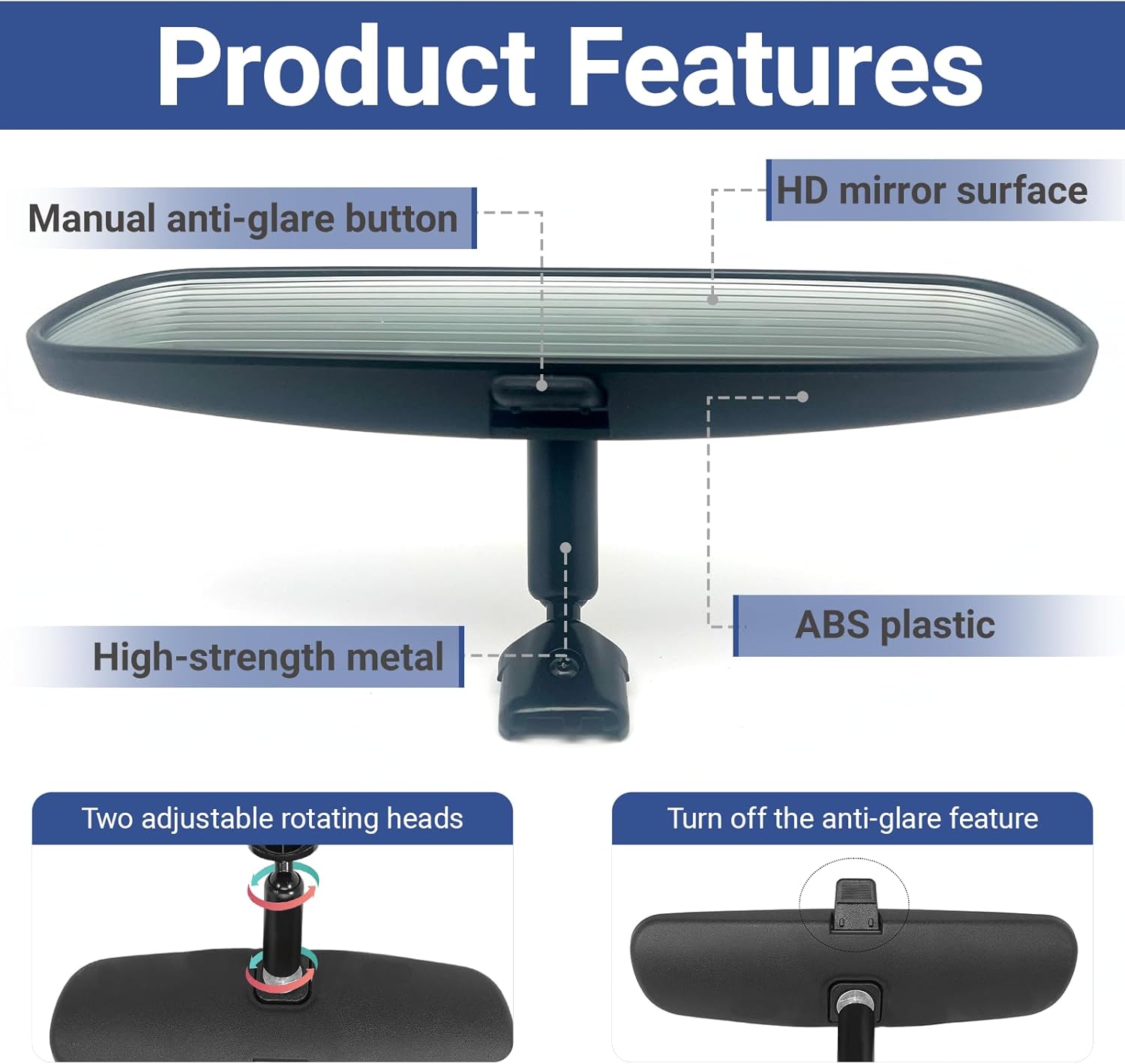 Rear View Mirror Compatible With 2016-2021 Honda Civic,2015-2020 Honda Fit,2016-2022 Honda Accord,2016-2024 Honda HRV HR-V,2017-2024 Honda CRV CR-V Replacement 76400-TF0-A01