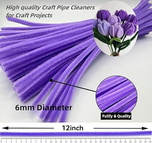 Miniatura 5 de 200 piezas de limpiadores de tuberías suministros para manualidades, kit de fabricación de ramo de tulipanes, tallos de chenilla, kit de