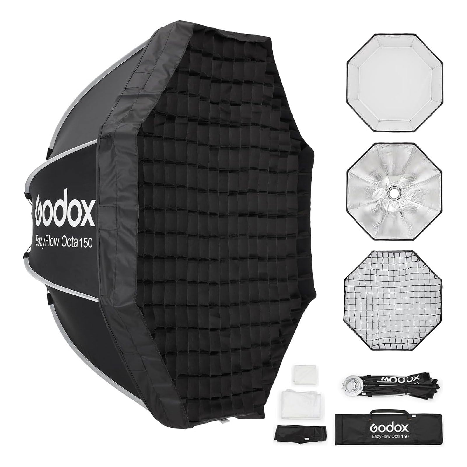 Godox EazyFlow Octa 150 cm Scatola morbida ottagonale pieghevole con diffusori, griglia