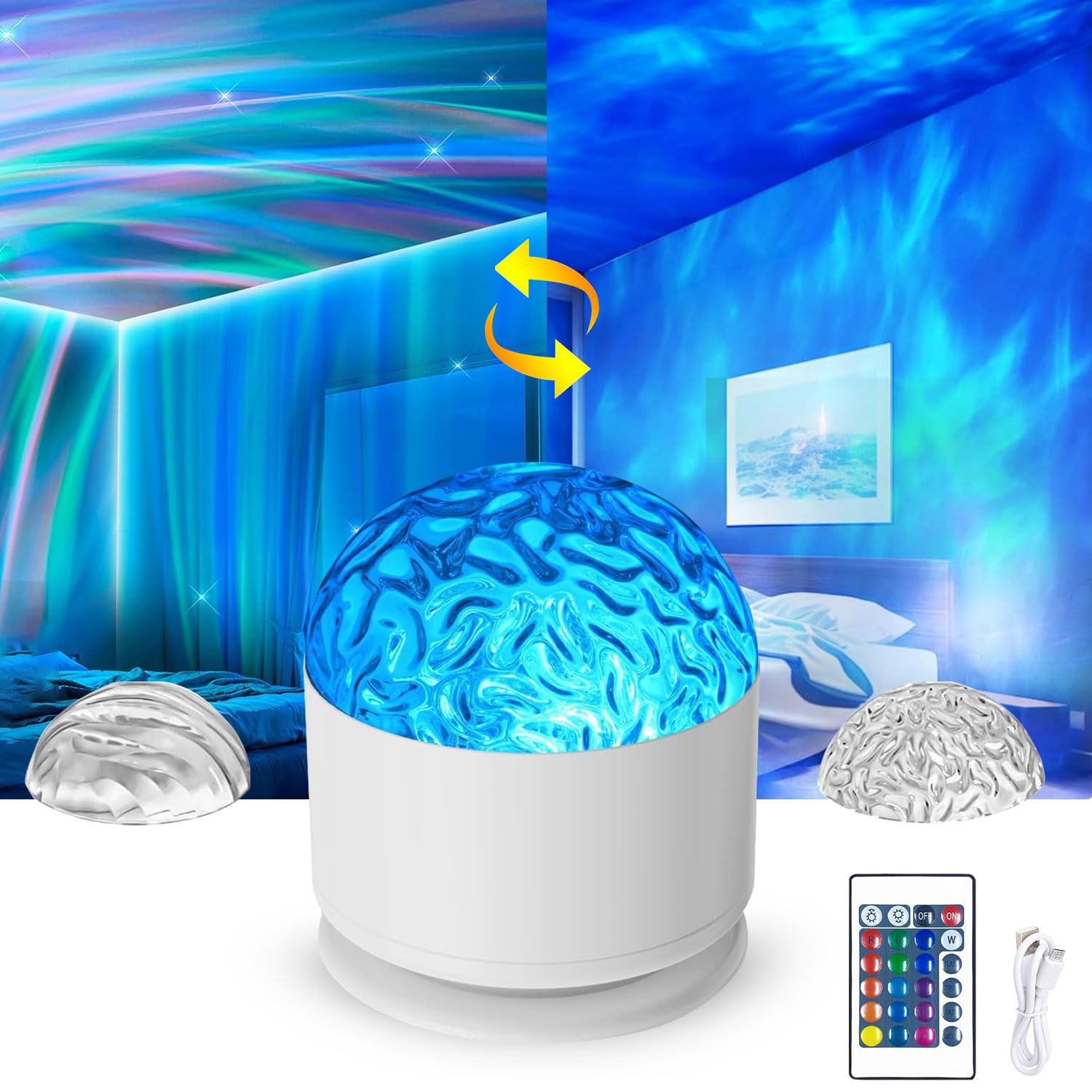  Kinder Nachtlicht LED Sternenhimmel Skylight Projector mit Fernbedienung
| Wiederaufladbare Polarlicht Lampe Ocean Lamp