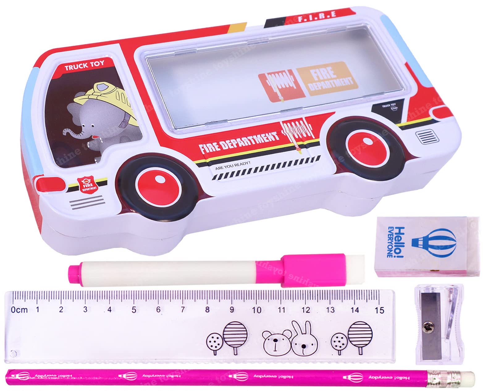 Toyshine Tripple Layer Bus Metal Pencil Box with Moving Tyres for Kids - Fire Truck - Red (B0B4B8W2YJ) Amazon Price History, Amazon Price Tracker
