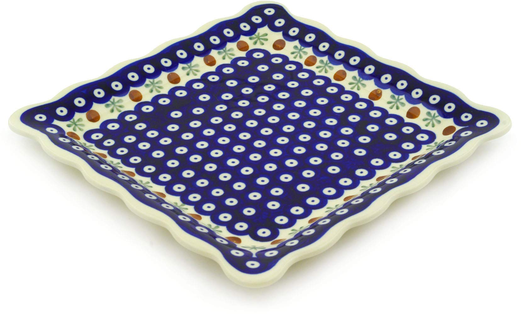 Blue Rose Polish Pottery Nature Square Plate
