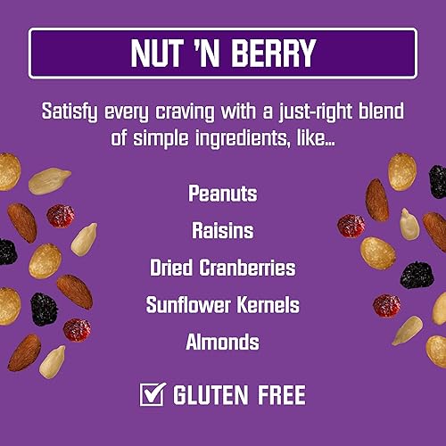 Miniatura 3 de Kar's Nuts Nut 'N Berry Trail Mix, paquetes individuales de aperitivos de 13.25 onzas – Paquete de 6 – Mezcla de aperitivos sin sal añadida para una