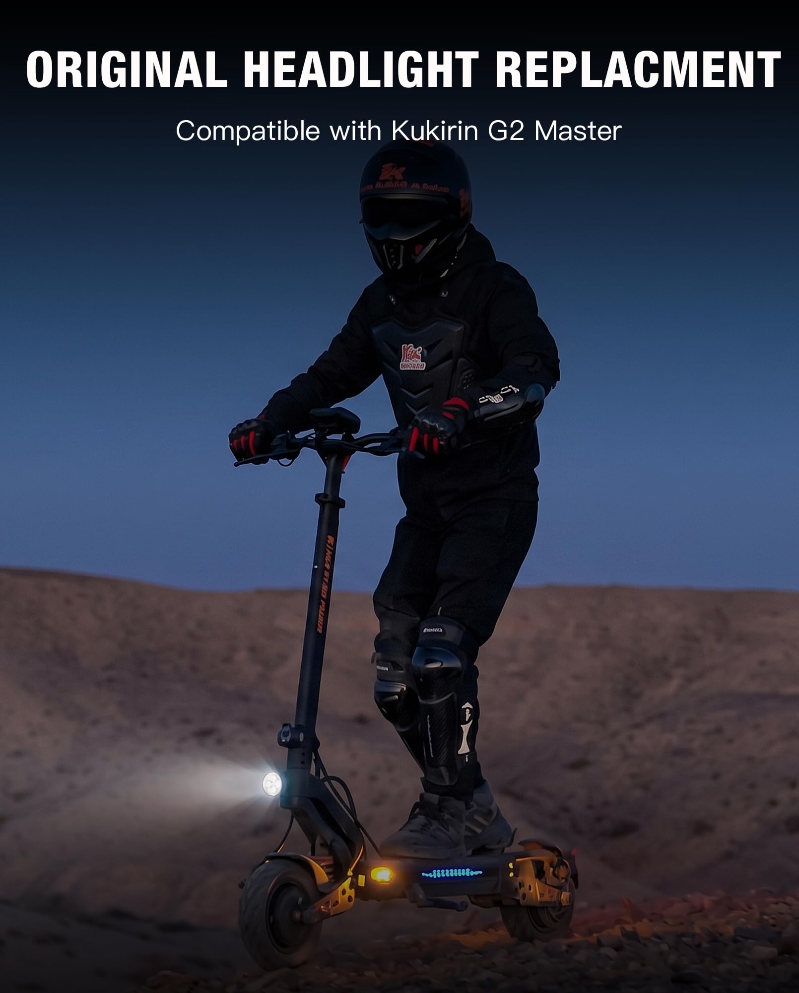 Phare avant LED ultra-lumineux compatible avec Kukirin G2 Master Kickscooter– Lampe de sécurité étanche et résistante aux chocs pour la conduite de nuit – Accessoire d'origine