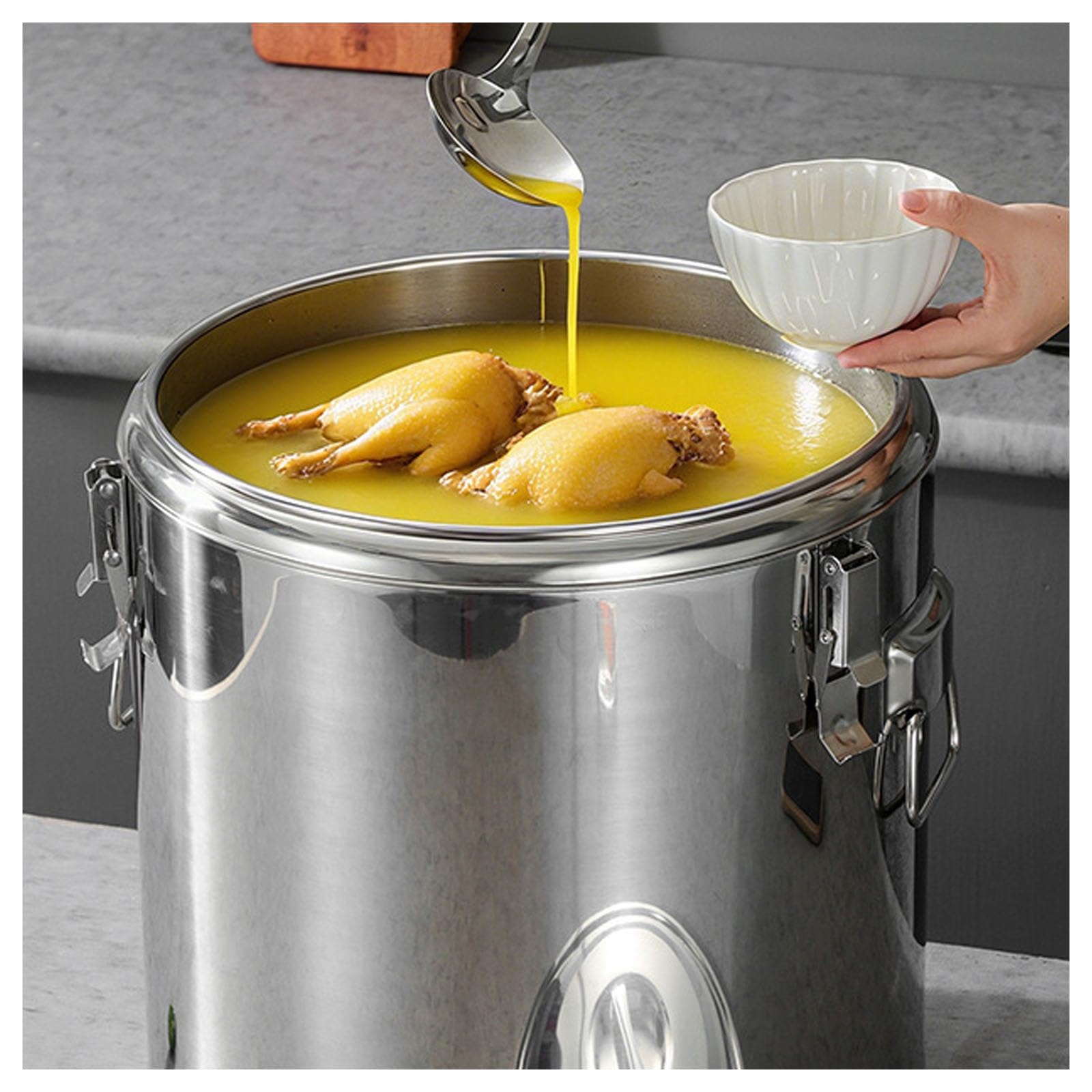 Contenedor de almacenamiento de alimentos de acero inoxidable 304, cubos de transporte térmico sellados para granos de cocina, café, té, harina, duradero y versátil para almacenamiento de alimentos