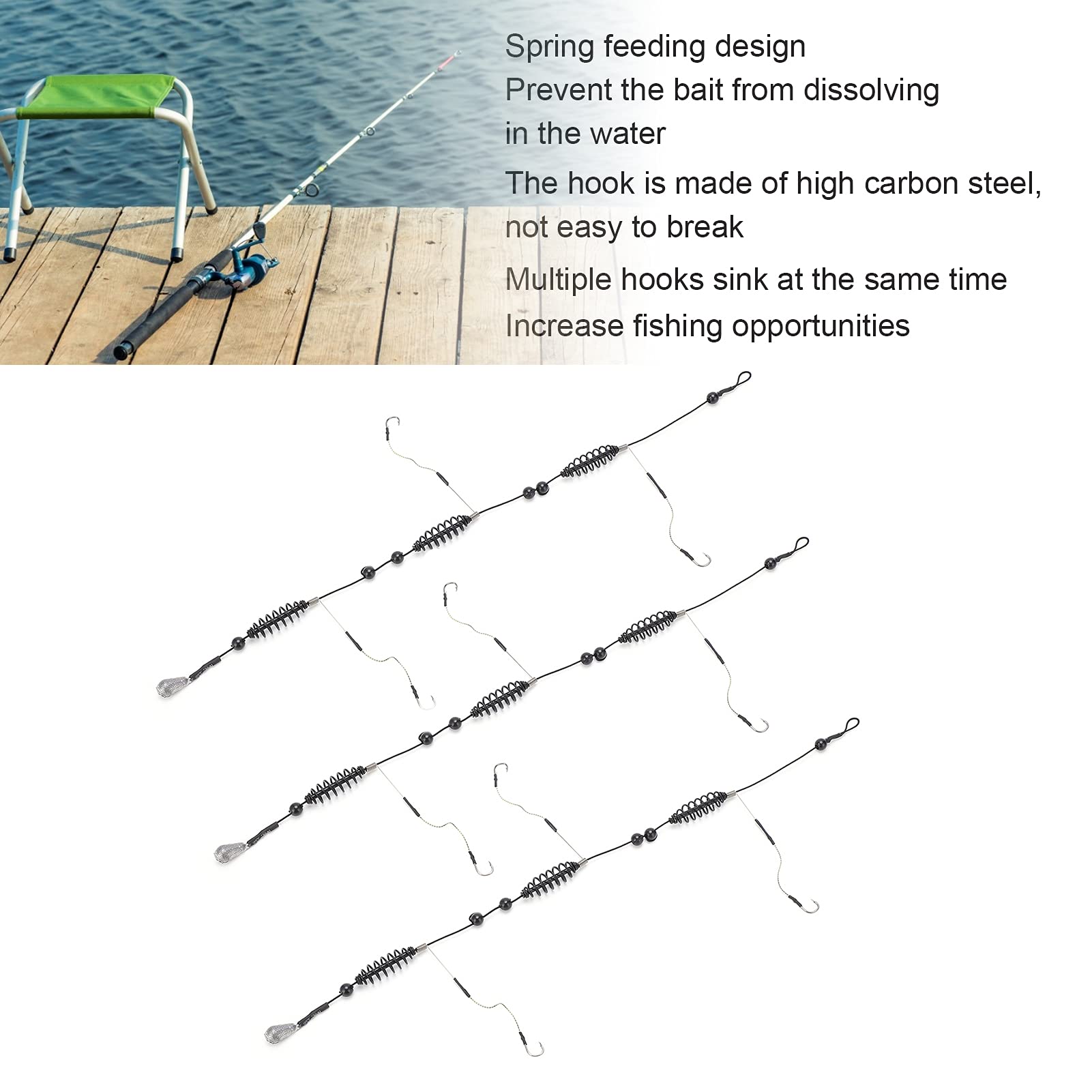 Cage à Hameçons Alomejor – Lot De 3, Mangeoire à Ressort, Acier Carbone Et Nylon – Pour Pêche à La Carpe Et Poissons Plats