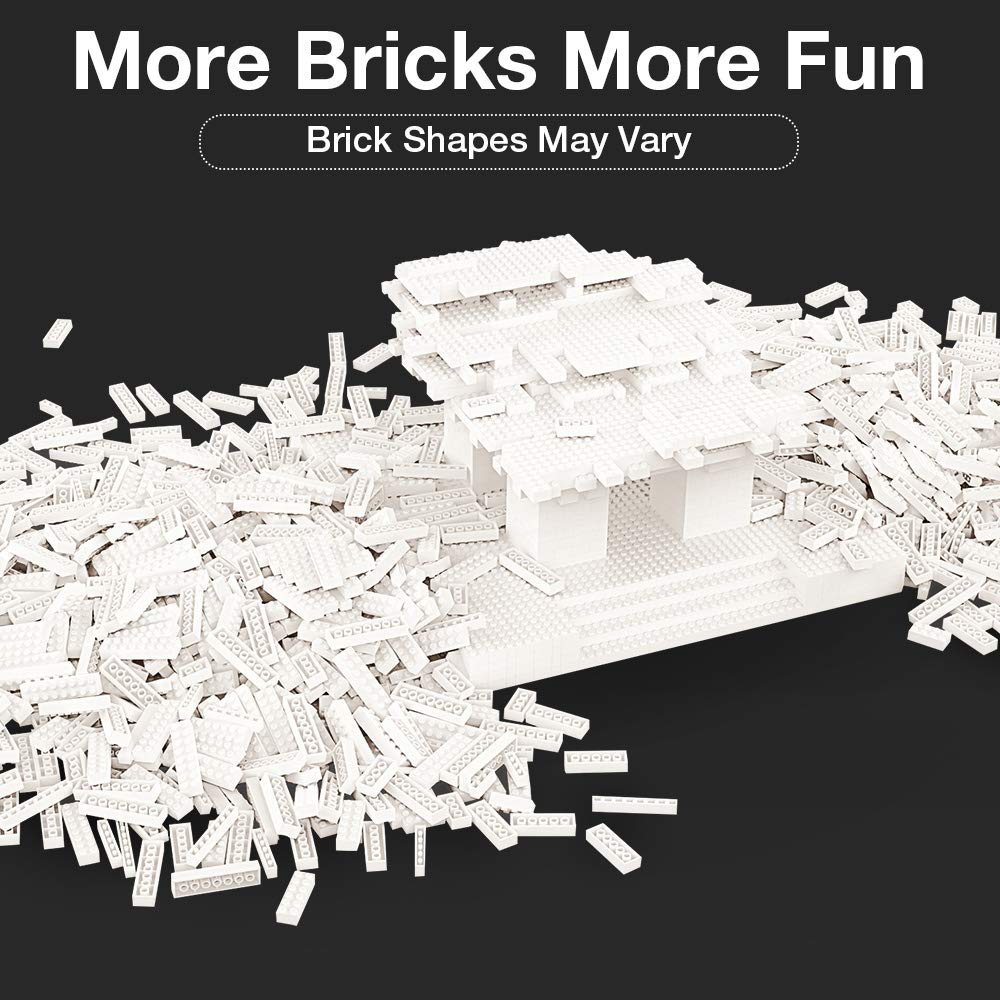 Lekebaby Building Bricks 1500 PCS Basic Building Blocks, Compatible with All Major Brands (White)