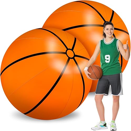 Miniatura 7 de Meooeck 2 pelotas inflables gigantes de béisbol de 40 pulgadas para playa, pelotas deportivas inflables de béisbol blanco, juegos de piscina