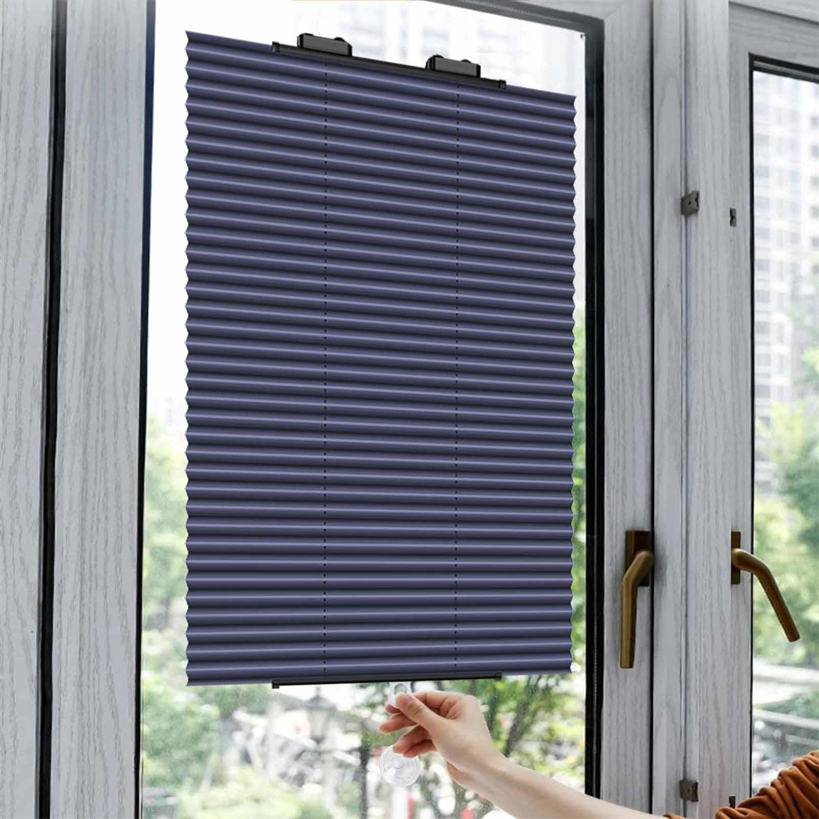 Dzhtuf Wxl 99% Pleated Blackout Curtains, Retractable Roller Blinds With Suction Cups, 46X120/65X145/70X145/80X160cm, Temporary Insulated Blinds For Windows, Lightweight Portable Blinds,-80X160cm/31X63in