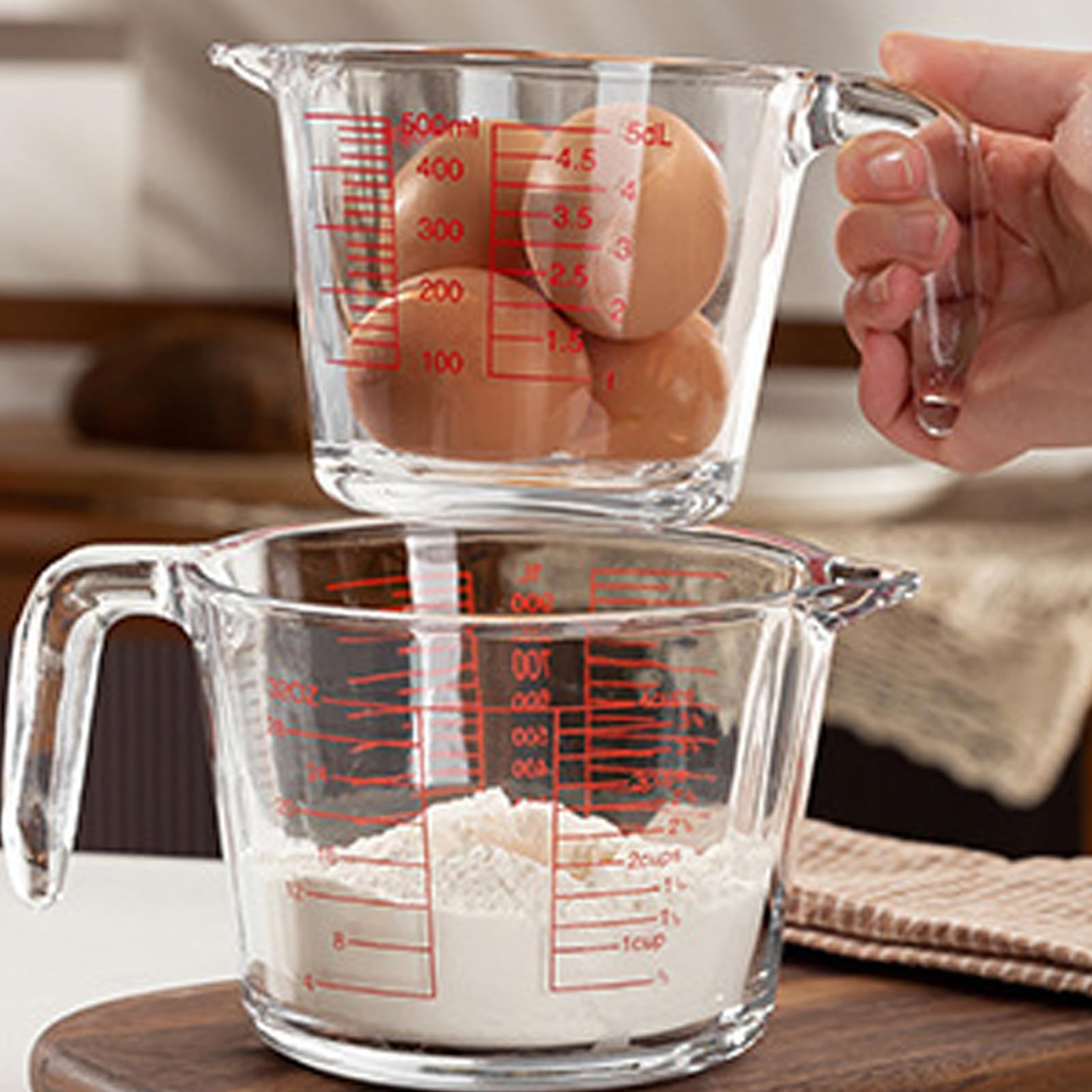 Glas Messbecher Backen und Kochen, klare Messmarkierungen, hohe Temperaturbeständigkeit, Küchenwerkzeug, Küchen Messbecher Backen