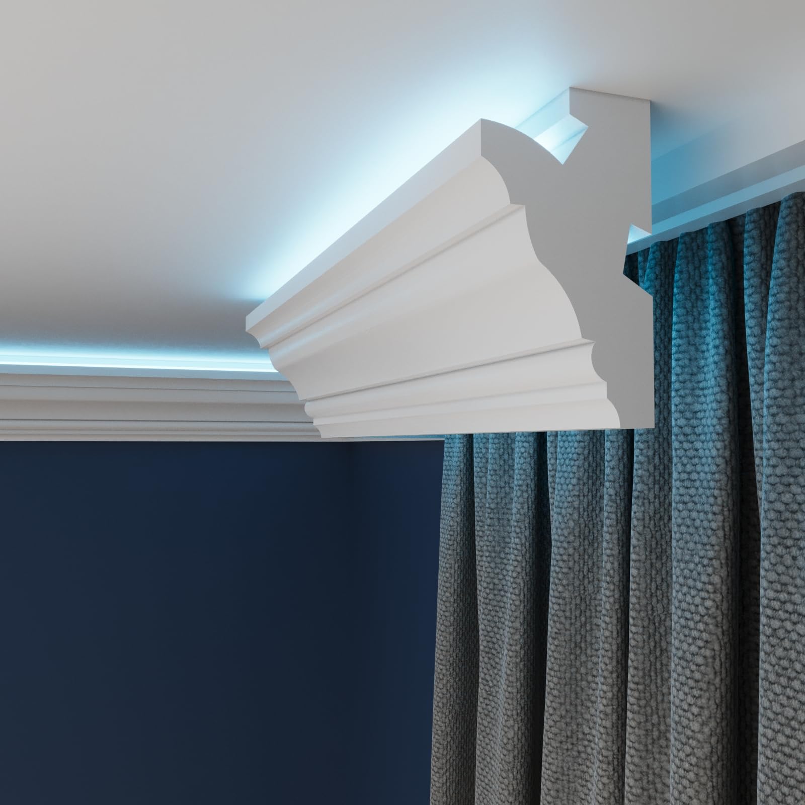 WOLDECOR LED Cornice Coving for Ceilings, Premium Extruded Polystyrene Ceiling Moulding Trim, Lightweight and Paintable Decorative Coving, Durable LED Lighting Coving (WLP10, 10 Meters)