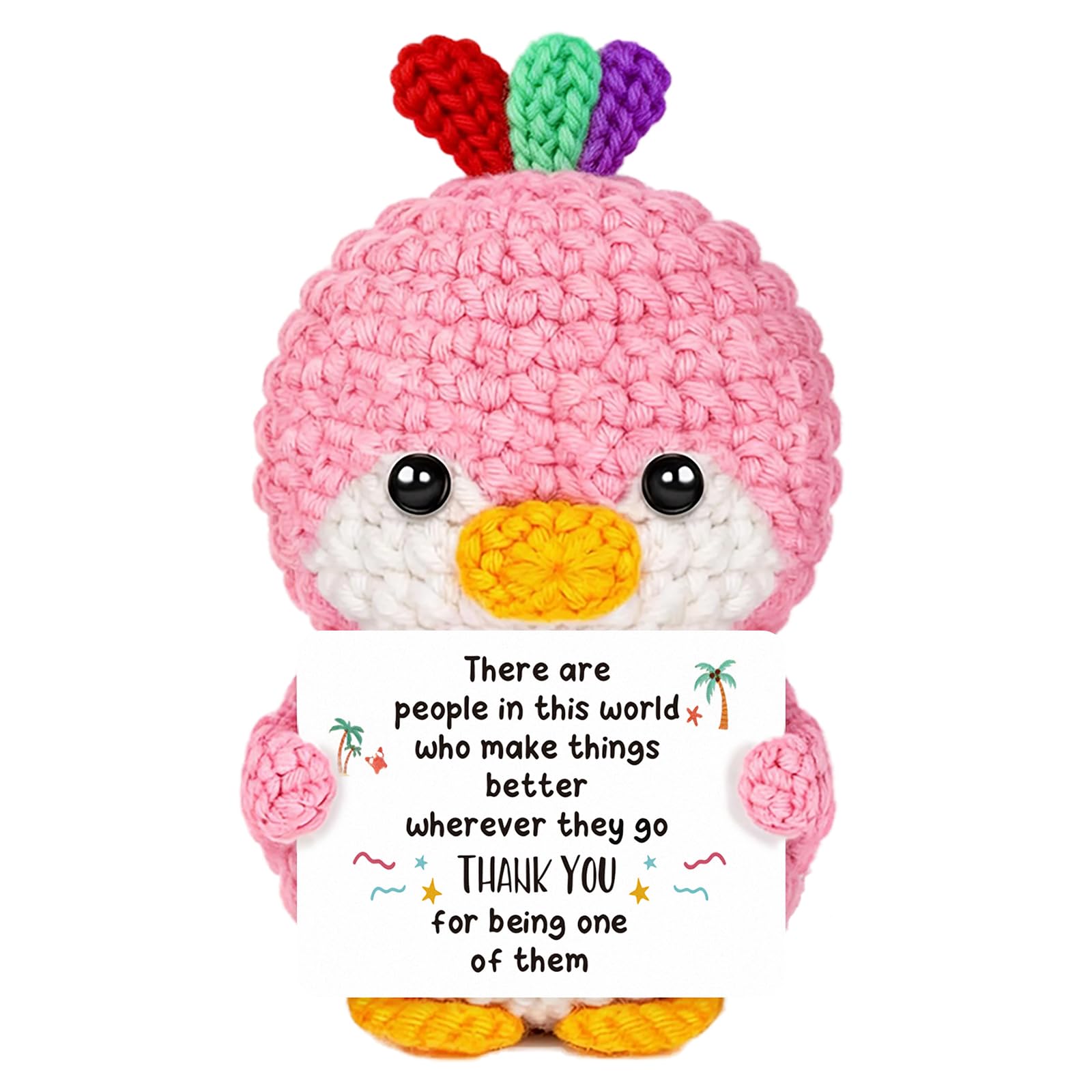 Scratch Art Thank You Gifts for Women - Handmade Positive Crochet Doll - Cute Decorative Hanging Ornaments Women's Appreciation Gift - Thank You Present for Friends, Coworker