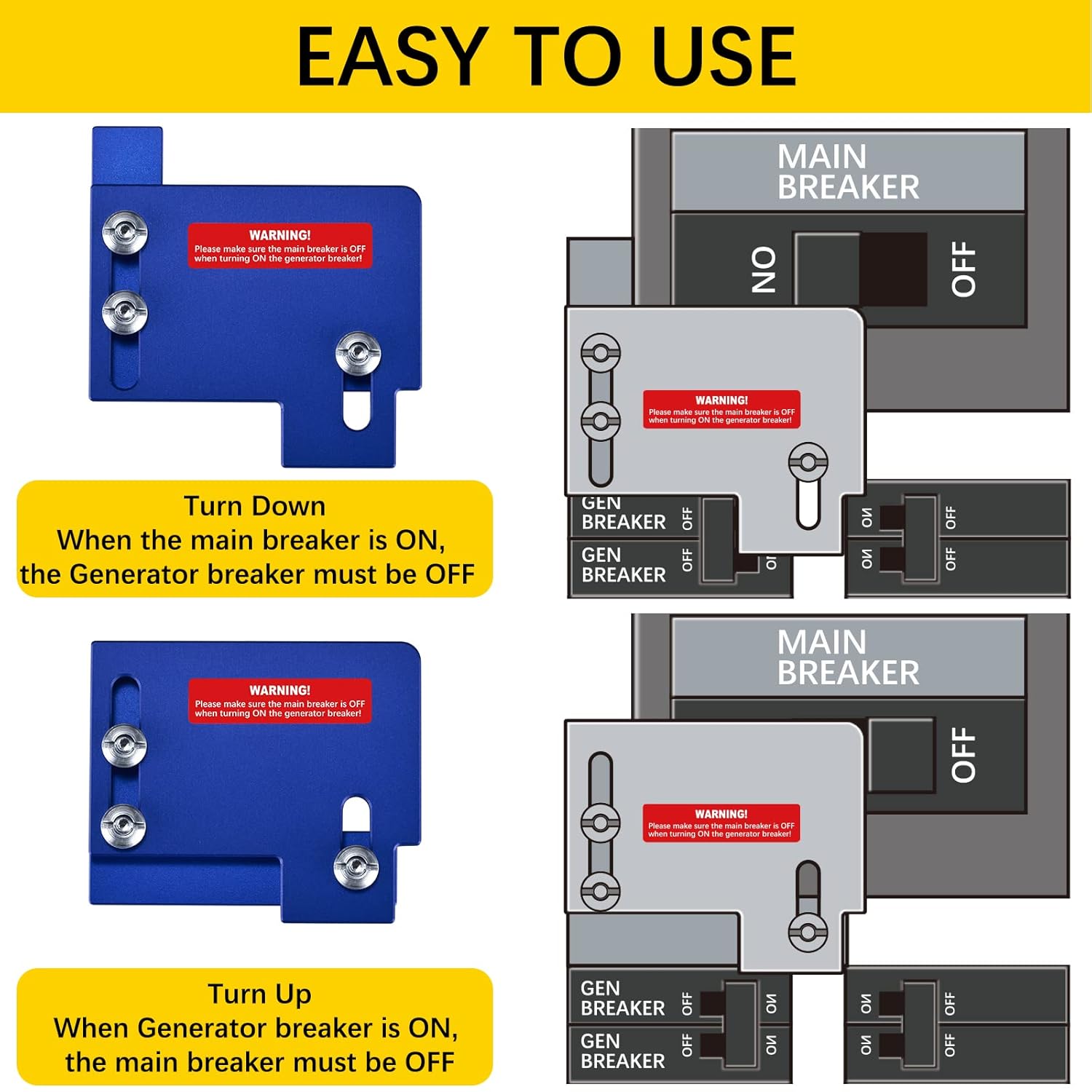 LATING Generator Interlock Kit for Horizontal Only Cutler Hammer CH Series Main 150 and 200 Amp Breaker Panels,Blue: Tools & Home Improvement