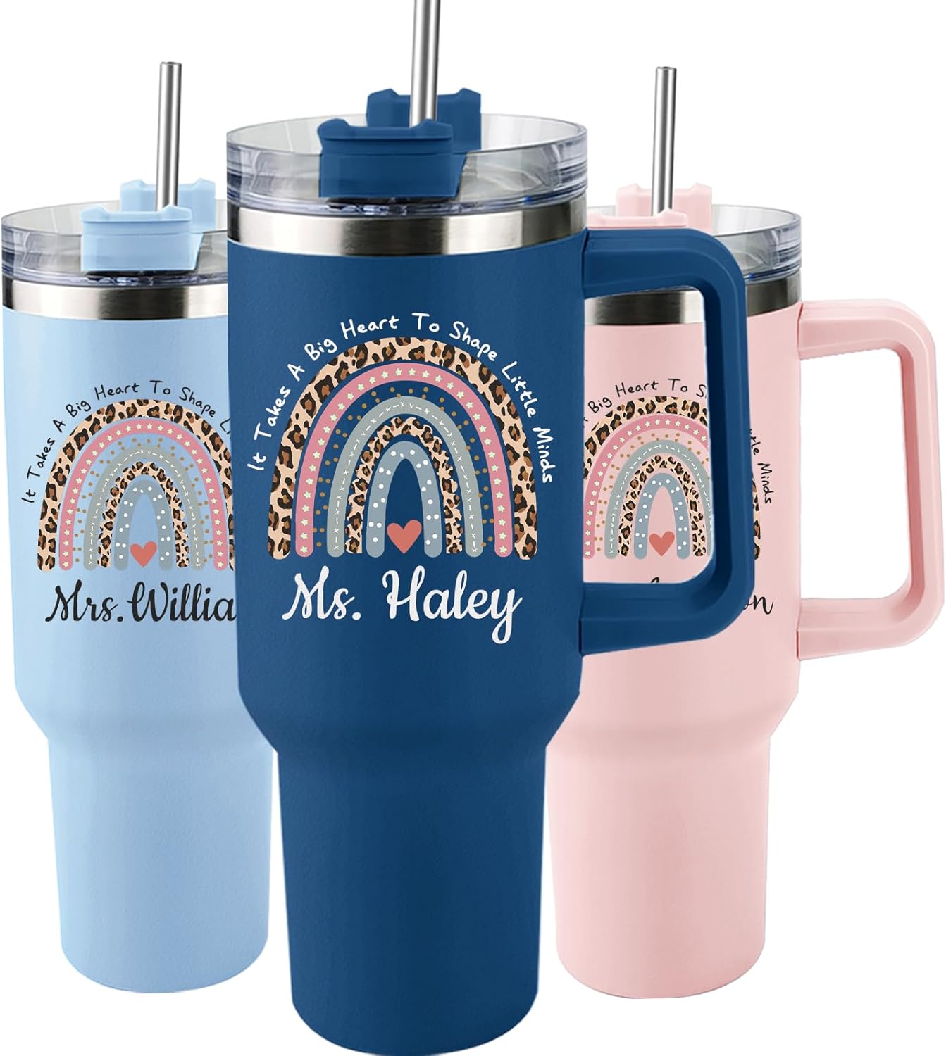 Elemtansy Teacher Appreciation Gifts Personalized Tumbler with Name Custom 40 oz Tumbler with Handle Customized Thank You Teacher Gifts from Students Back to School 2026 Graduation Cup Gifts for Women