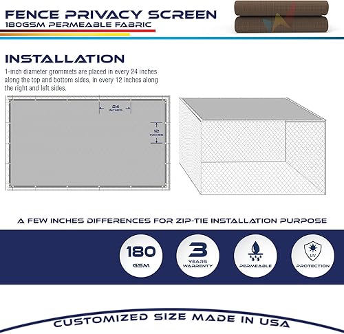 Miniatura 5 de Windscreen4less Rejilla de privacidad para valla al aire libre, duradera, mejor bloqueo de vista del 98% con ojales resistentes, pantalla de