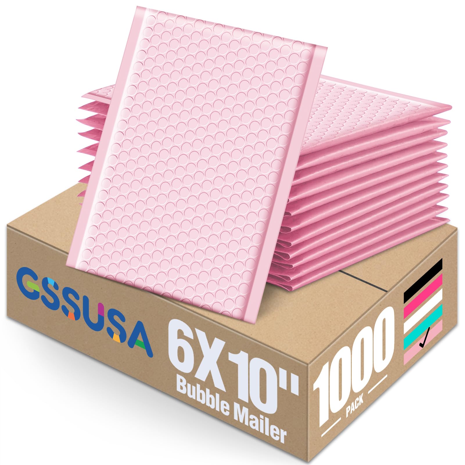 GSSUSA Light Pink Bubble Mailers 6x10 Small Padded Envelopes 1000 Pack