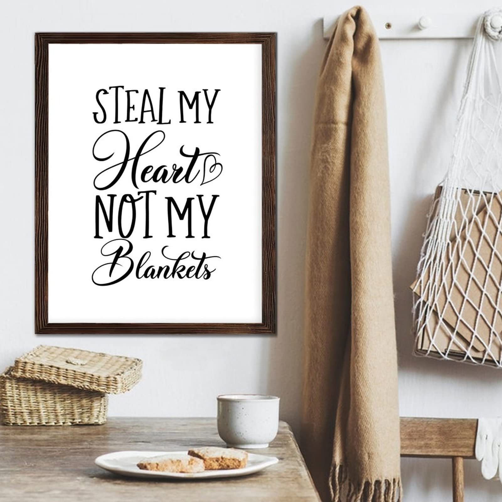 Placa de madera enmarcada con frases motivacionales, letrero de madera con texto en inglés ''Steal My Heart'', letrero de madera rústica para sala de estar, dormitorio, regalo de inauguración de la