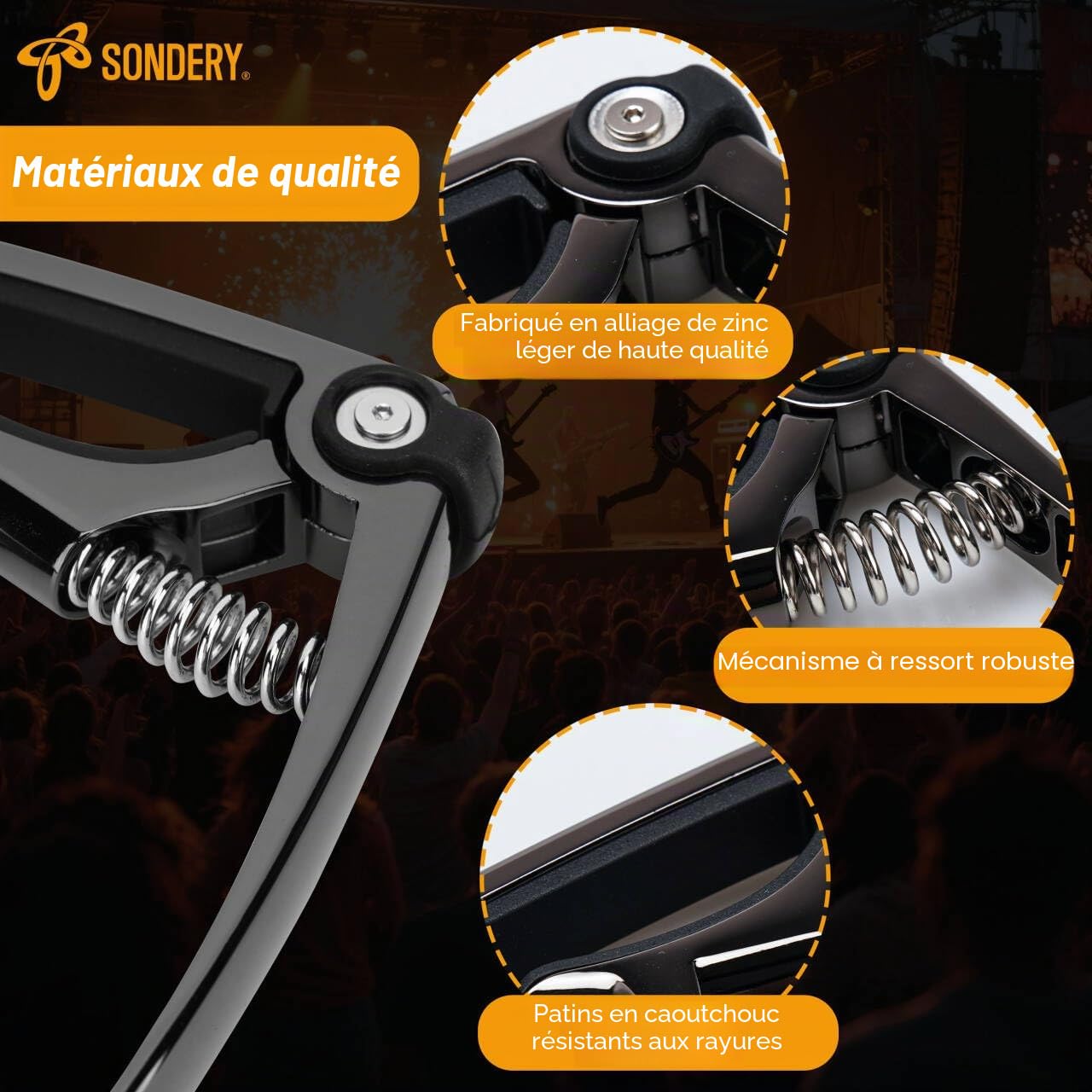 Capodastre Pour Guitare Acoustique Et Électrique 6 Cordes Capodastre 4 En 1 Avec Coupe‑cordes Arrache‑chevilles Et Support De Médiator
