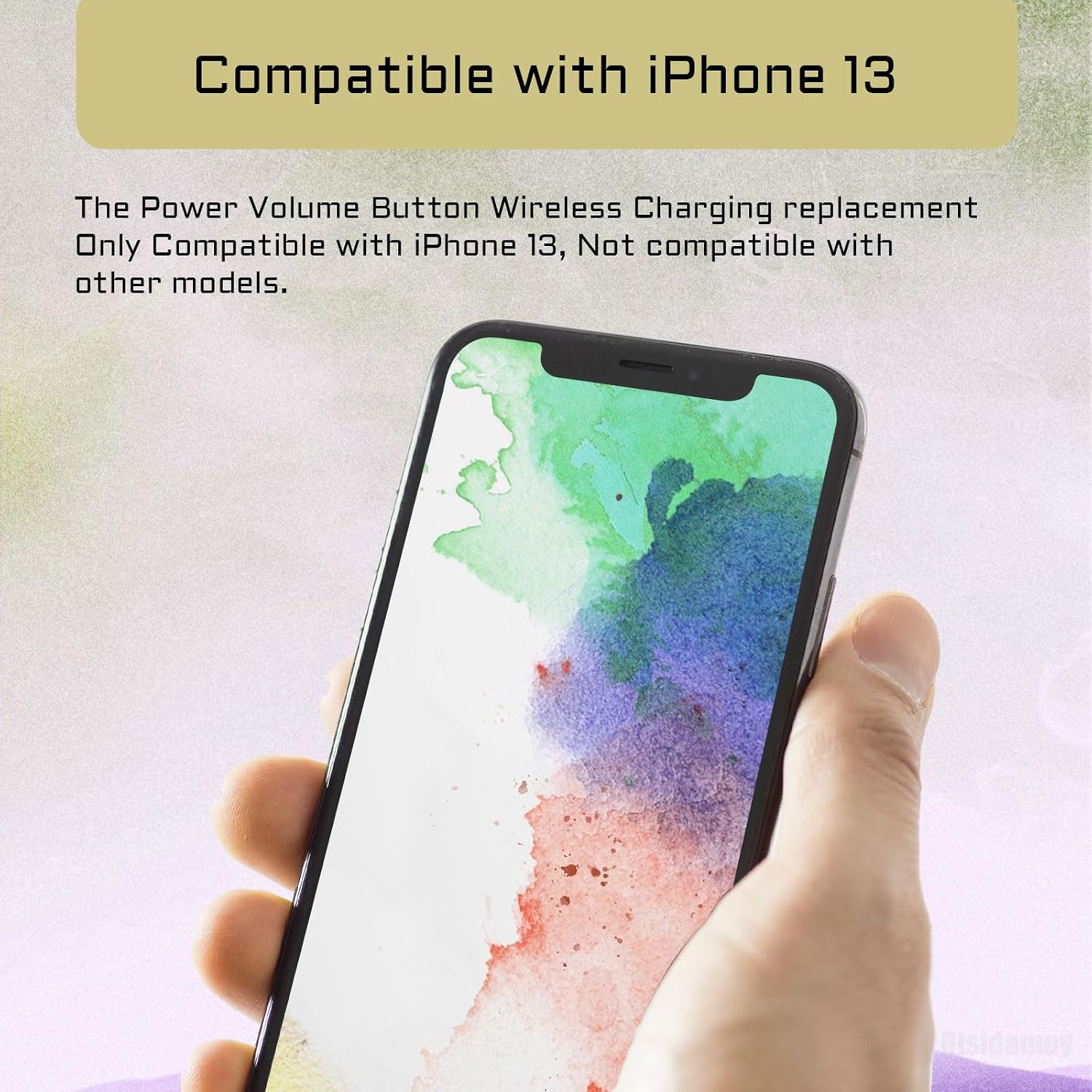 for iPhone 13 NFC Wireless Charging Power On/Off Volume Button | NFC Chip Wireless Charger Panel Coil On/Off Flex Cable Silent Switch Repair Mute Control with Assembly Metal Bracket