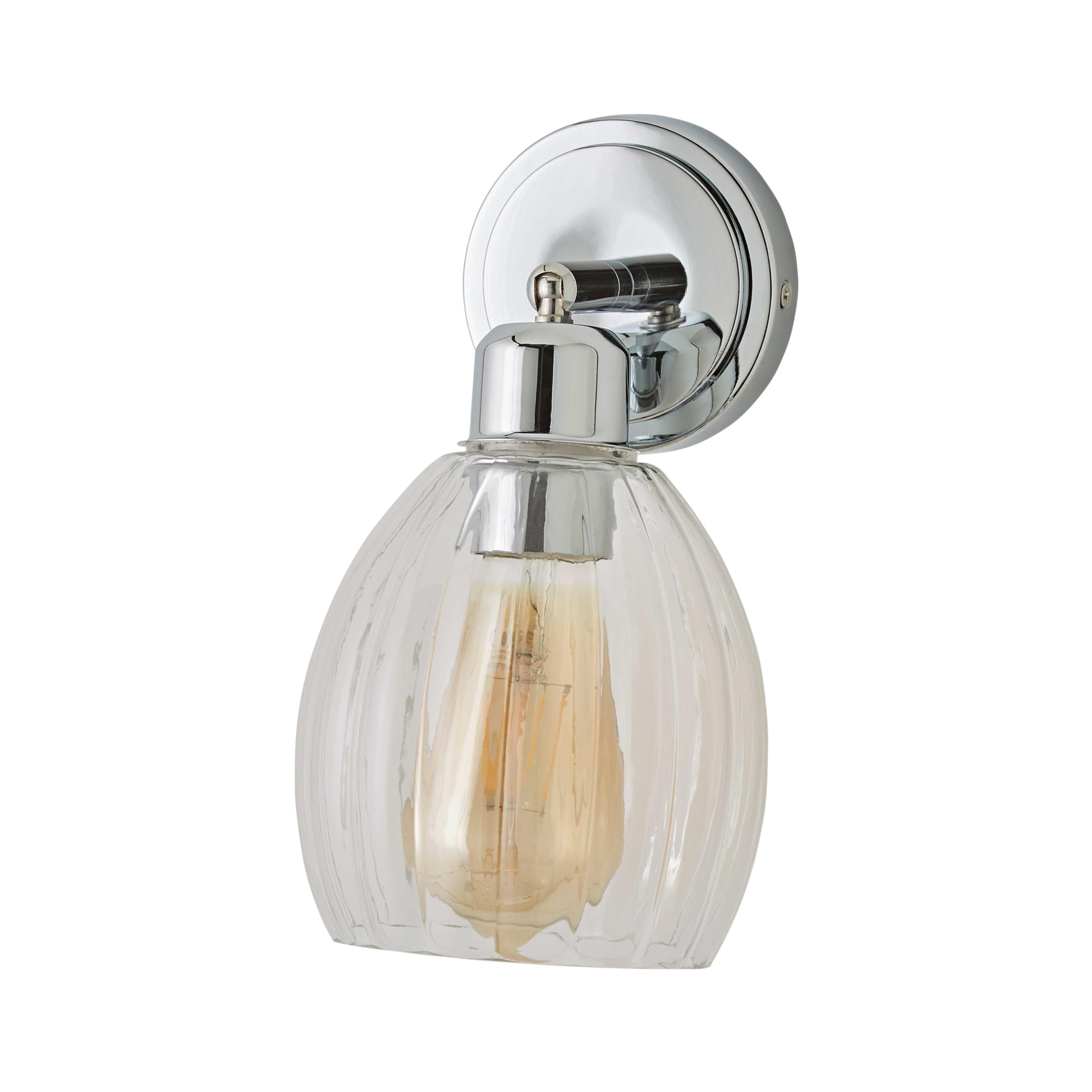 Valuelights Silver | Cheltenham Chrome Ribbed Glass Dome Adjustable Spotlight Wall Light | Wall Lights, Home Décor & Improvement Essential