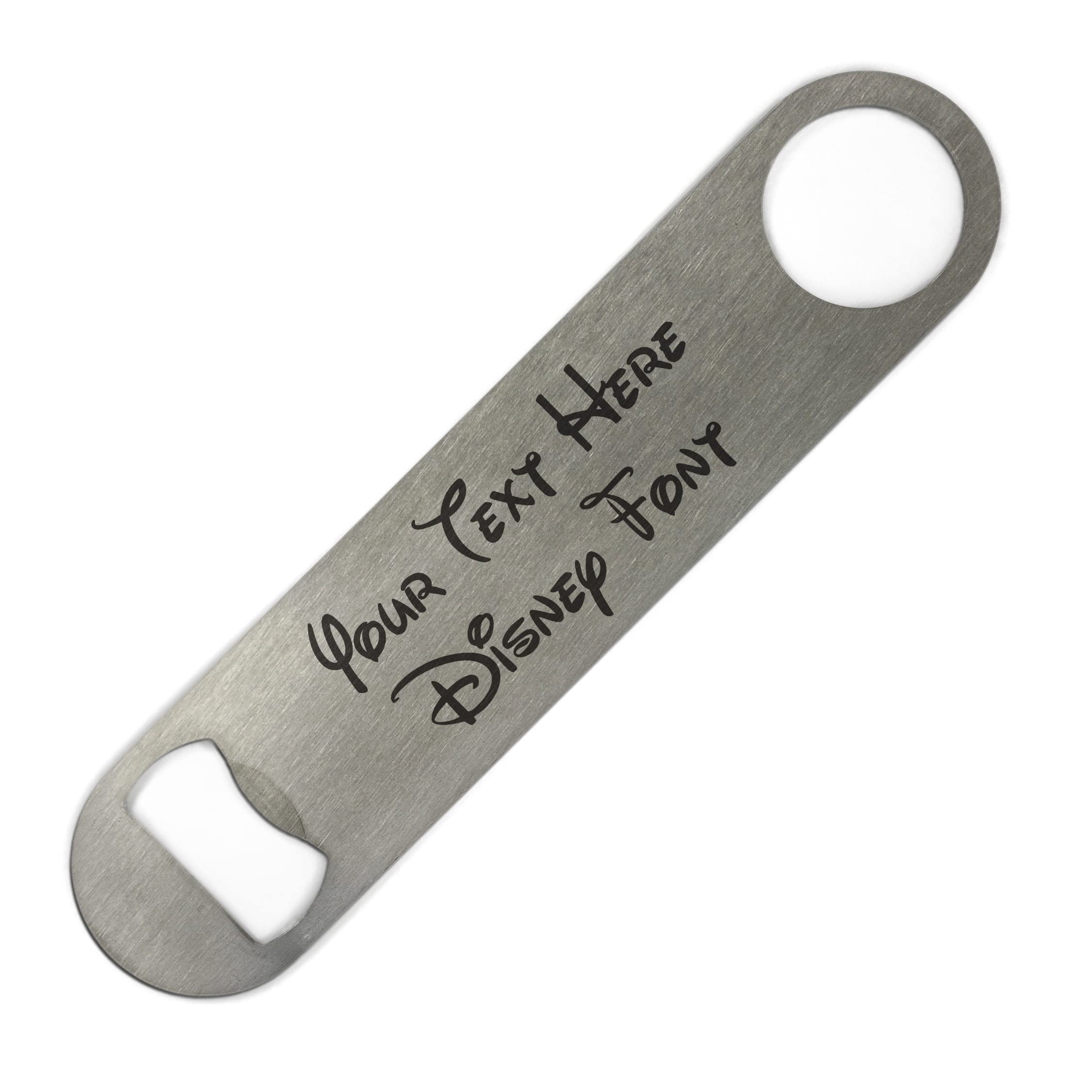 ShopQuality4U Personalised Stainless Steel Bar 18cm/7" Blade Bottle Opener Printed with Any Message That Does Not Fade or Wash Off - Enter Your Own Custom Text Choose Font Double Sided