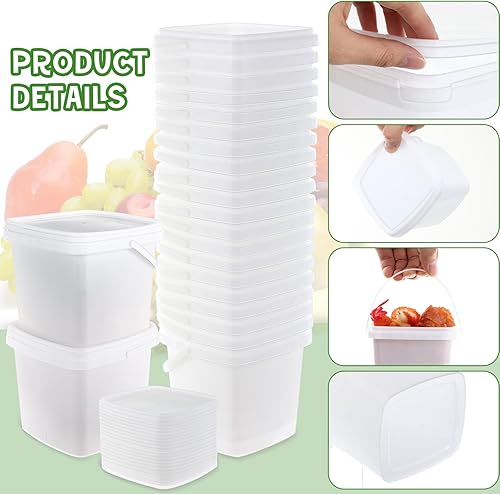 Miniatura 10 de Mifoci Paquete de 24 recipientes cuadrados de 33.8 onzas  1 litro con tapas, cubeta hermética para helados con asa, reutilizable, para congelador,