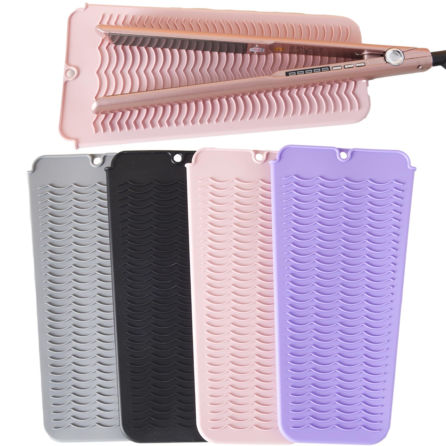 Silicone Heat Resistant Mat Pouch for Hair Straightener Heat Mat for Hair StraightenersHeat Proof Mat for Hair Straighteners Non-Slip Travel Mat Pad for Hot Hair Styling Tools (Black)