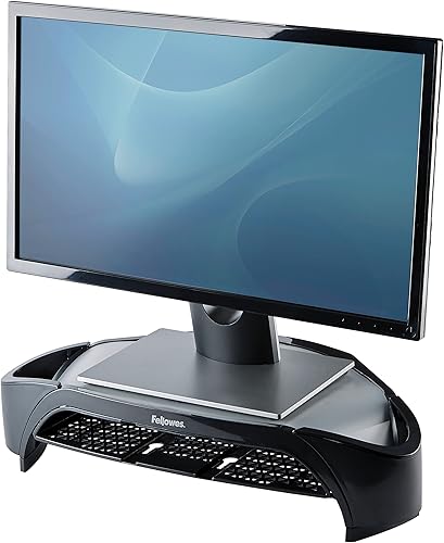 Fellowes Smart Suites Monitor Riser Plus, 4.0 in de alto x 18.4 in de ancho x 13.0 in de profundidad, negro