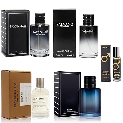 Set de regalo de colonia para hombre, paquete variado de 4 fragancias de larga duración con feromonas de colonia de 0.3 fl oz (salvangsabana,