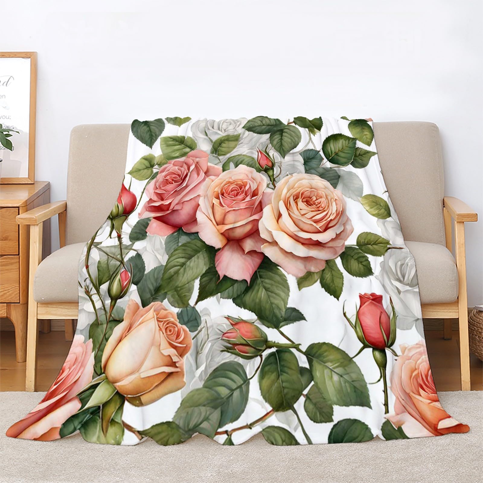 Genérico Różowe i żółte koce z mikrofibry koc flanelowy 180 x 200 cm kwiaty super miękkie lekkie ciepłe i wygodne koce podróżne dla dorosłych i dzieci, bez zmarszczek AL593