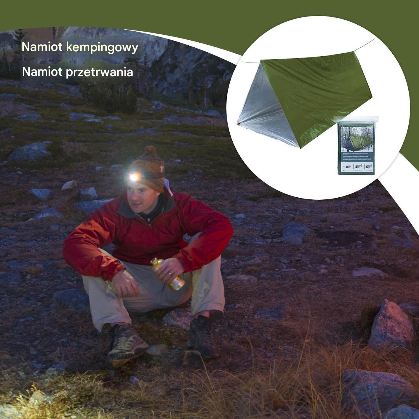 Survival Tent, Camping Tent Kit Lightweight, 4.72x7.87 Inches, Windproof Waterproof Shelter, Thermal Sack Blanket for Outdoor Adventures and Preparedness, Multicolor