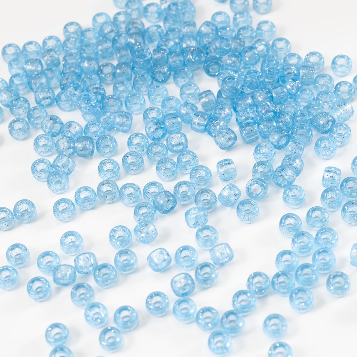 Gxueshan 1000 Pcs Acrylic Plastic Transparent Blue Pony Beads Large Hole Pens Hair Braiding 6x9mm Bulk Kandi Beads for Friendship Bracelet Necklace Jewelry Making Kit - Image 3