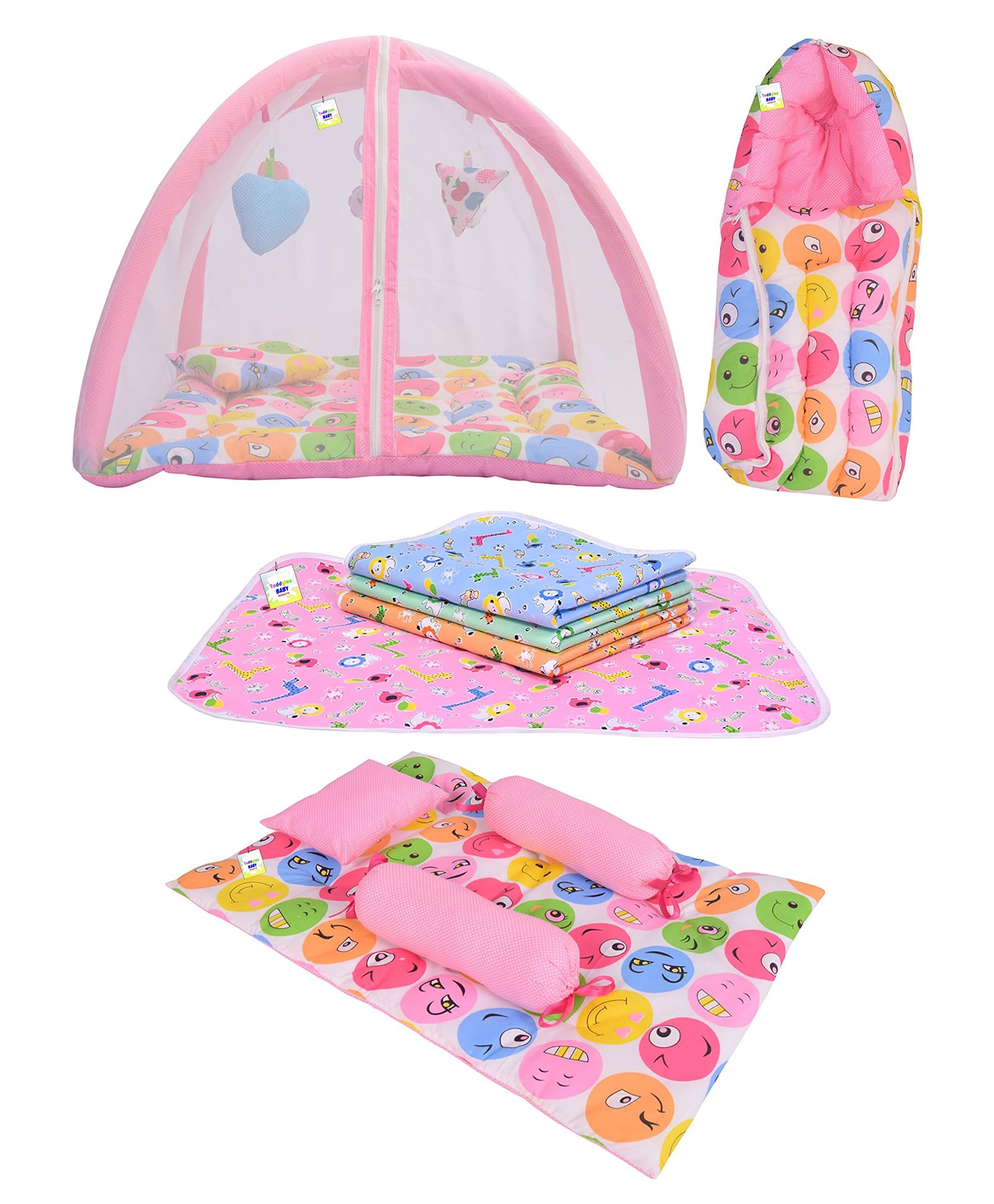 RBC RIYA R Baby Bed New Born Baby Bedding Set | Baby Carry Bag | Play Gym | Carry Bag | Baby Bed | Mattress |Mosquito Net | Sheets (0-6 Months) (4PCS Set)