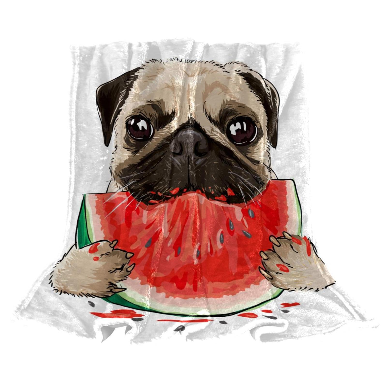 Couverture polaire pastèque bouledogue plaid chaud doux lit et canapé 150x100 cm