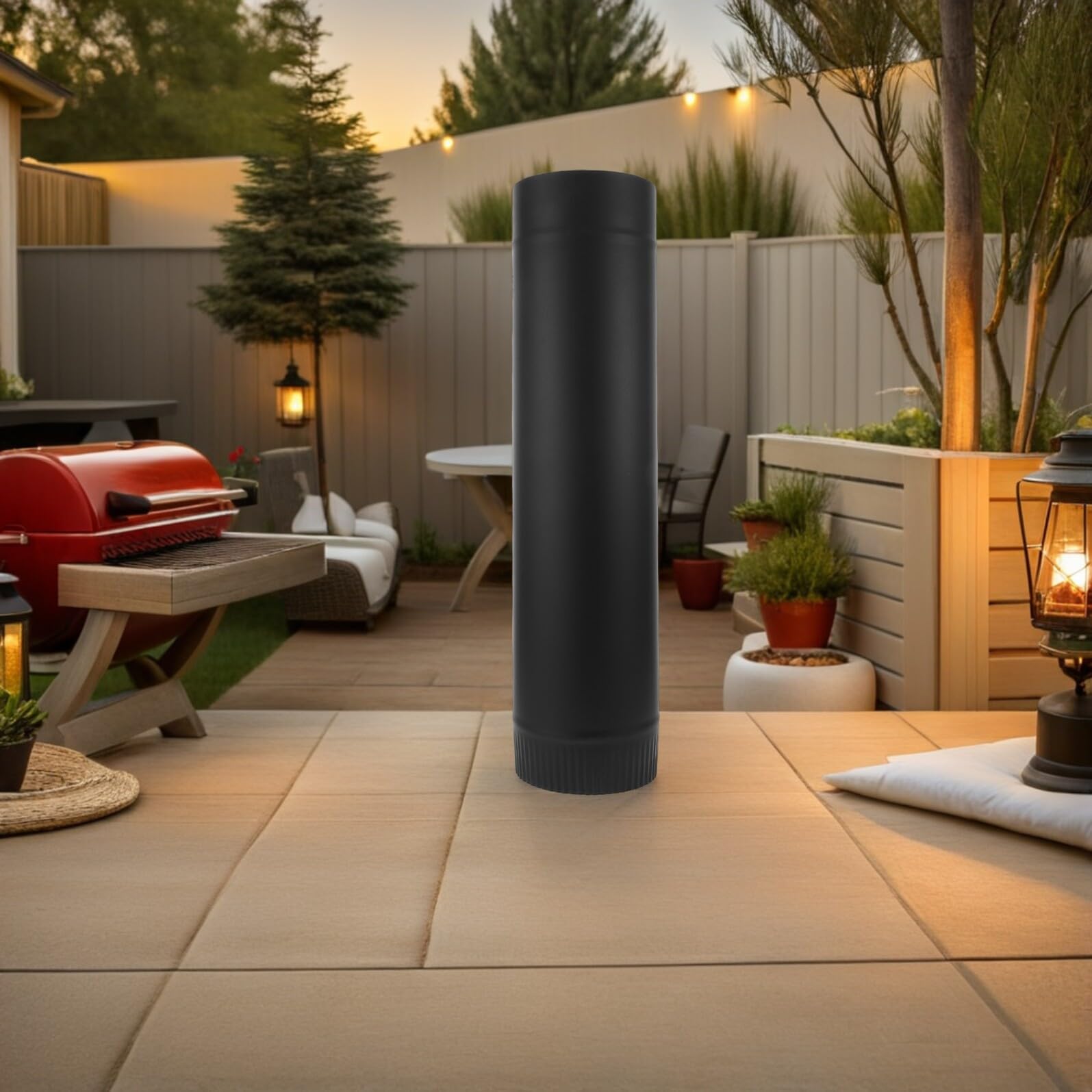 Tubo Fumi in Acciaio Inox Resistente al Calore per Stufa | 125mm, Giunto a Tenuta, Nero, Accessori per Sfiato Stufa Portatile, Uso Domestico