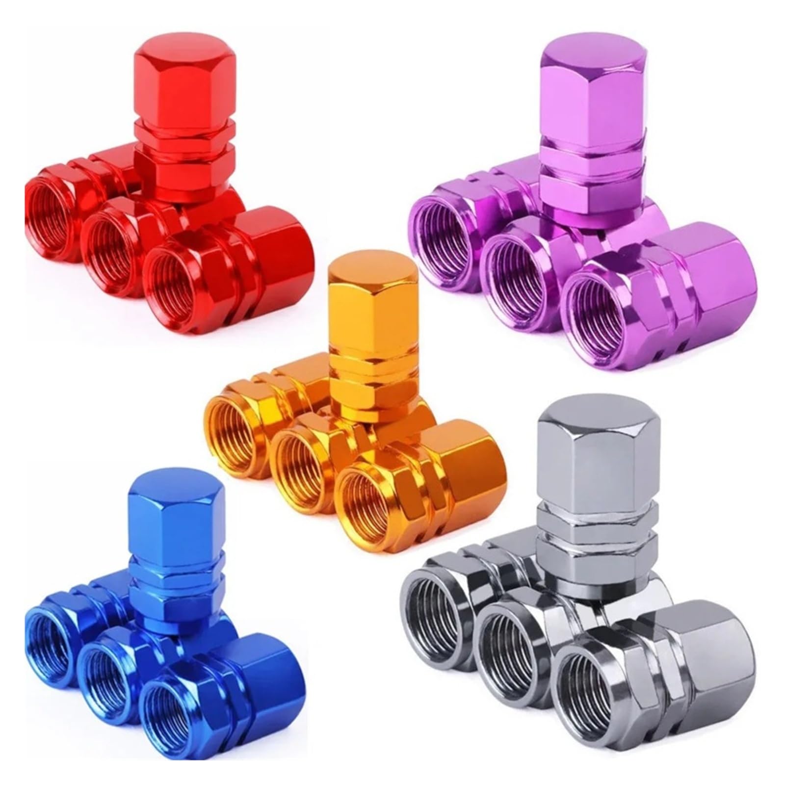 4/8 tapones de válvula de aleación de aluminio resistentes al polvo para motos de coche (naranja, 4 unidades)