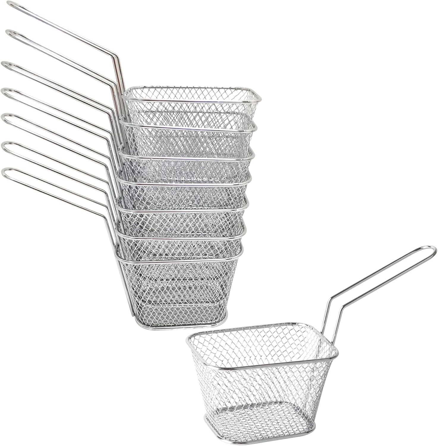 Manste 8Pcs Mini Square Fry Basket Food Grade Steel French Fry Chip Basket Net Steel French Fries Holder for Kitchen Restaurant Party Barbecue and More Manste 8Pcs Mini Square Fry Basket Food Grade Steel French Fry Chip Basket Net Steel French Fries Holder for Kitchen Restaurant Party Barbecue and More