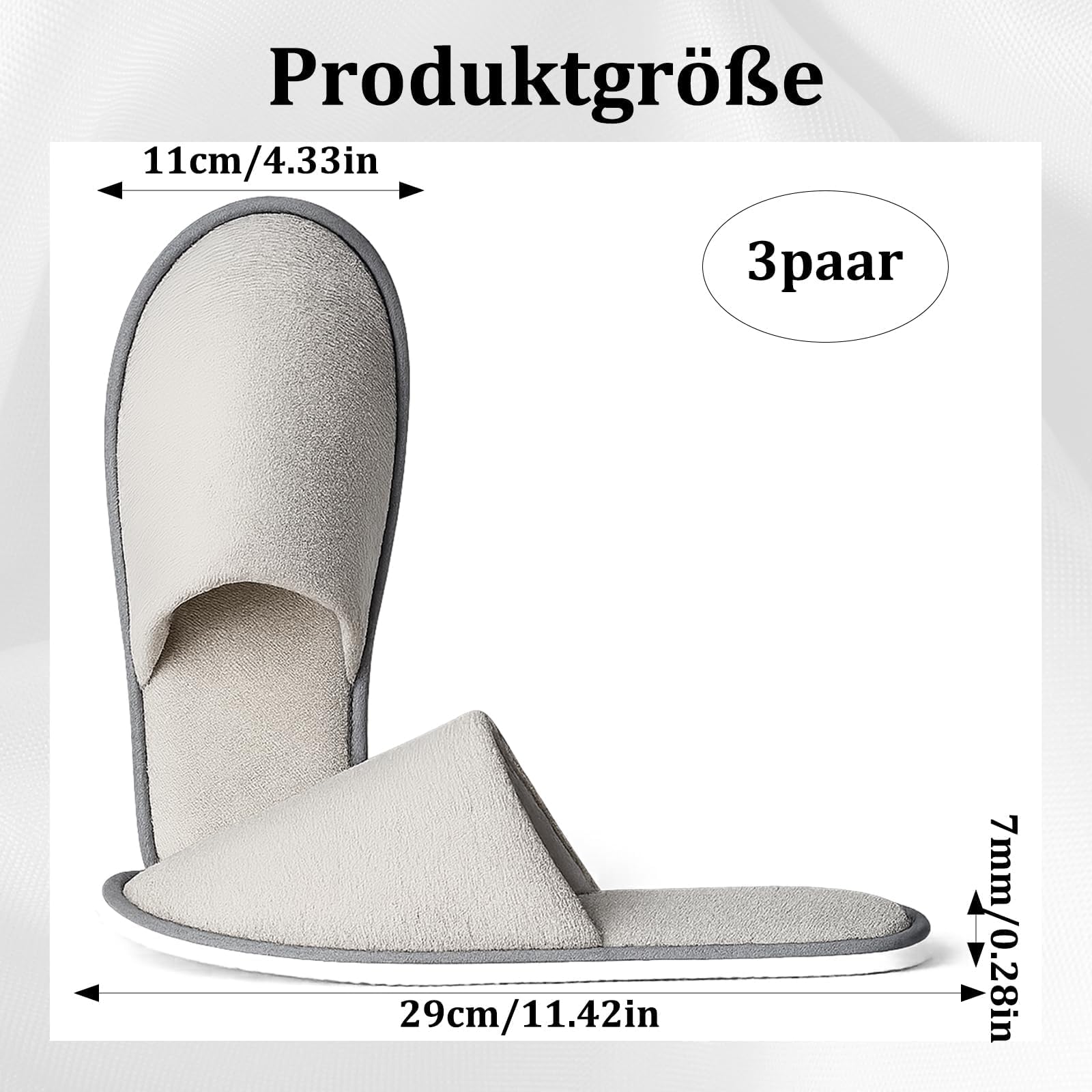 3 Paar Hotelslipper Für Gäste, Nicht-Einweg-Reise-Hausschuhe Hotelslipper Mit Rutschfester Sohle, Pantoffeln Herren und Damen Hausschuhe - Universalgröße, Weich Bequem, für Hotels & Zuhause