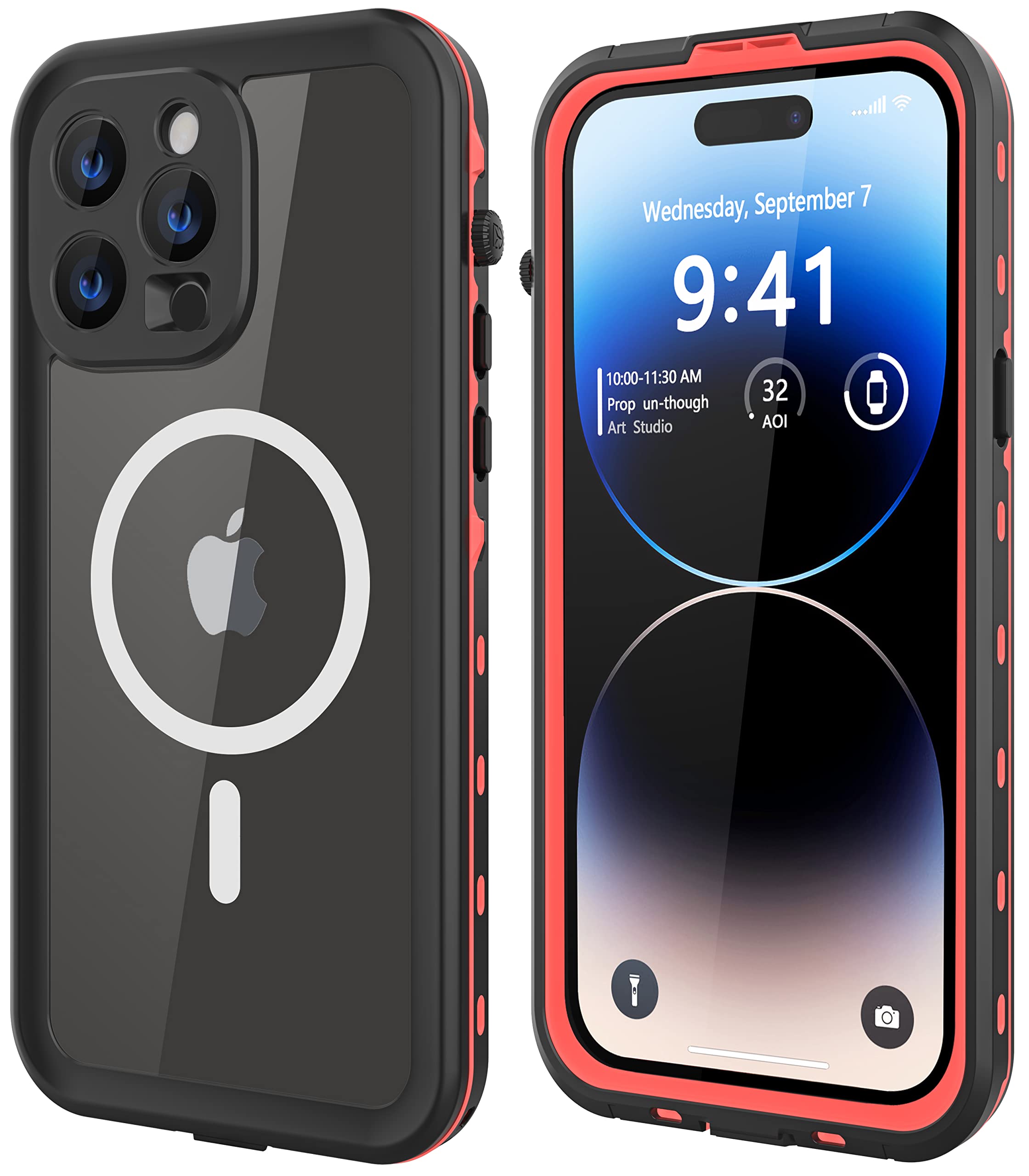 GuirbleDesign for iPhone 14 Pro Max Waterproof Case, Shockproof Dustproof Phone Case for iPhone 14 Pro Max with Screen Protector, Full Body Protective Case for iPhone 14 Pro Max Cover 6.7''Red