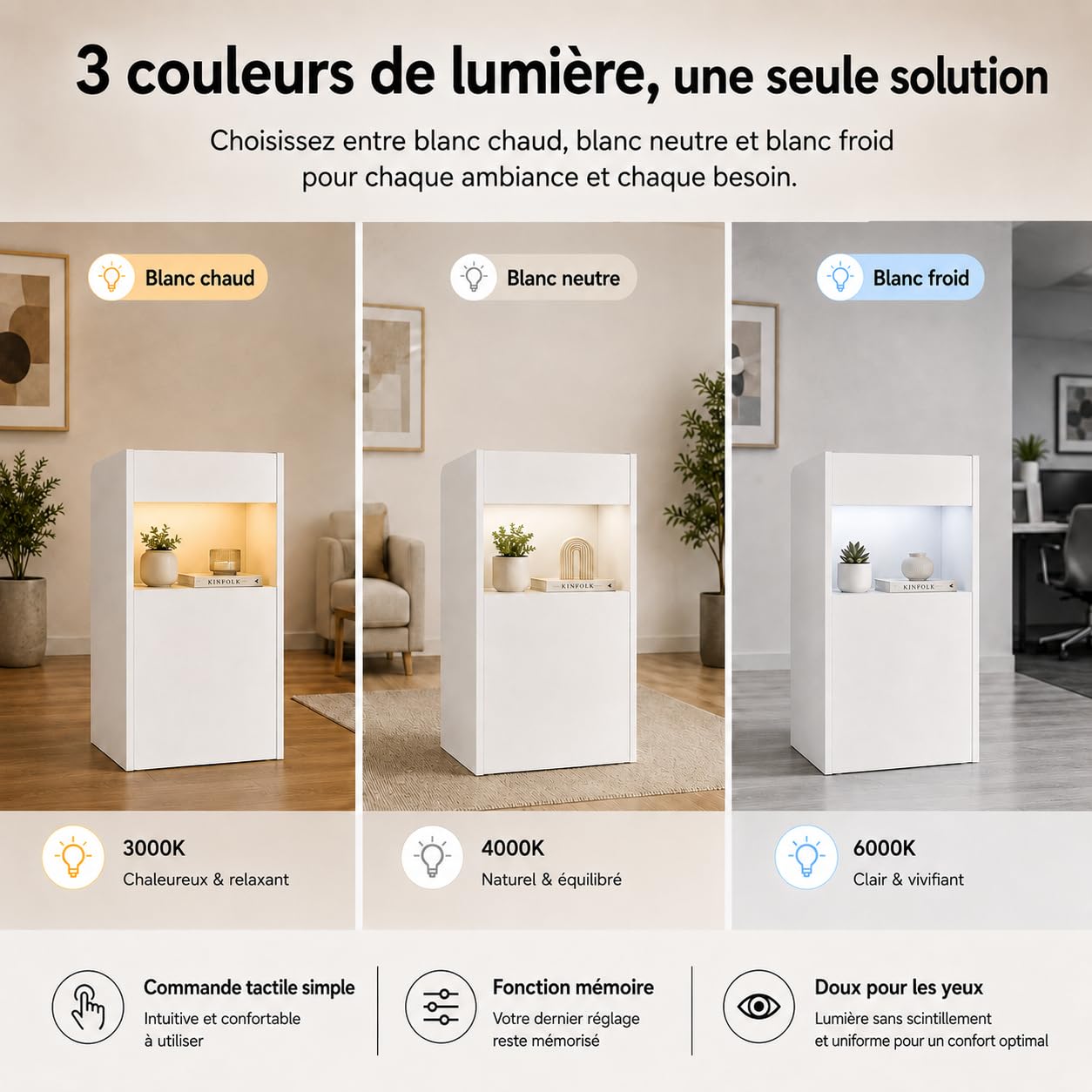 Comptoir de réception avec éclairage LED et étagère d'exposition, Table de Caisse avec 2 Compartiments de Rangement, Petit comptoir de réception pour Bureau, Magasin, Salon, 59 x 39 x 109 cm
