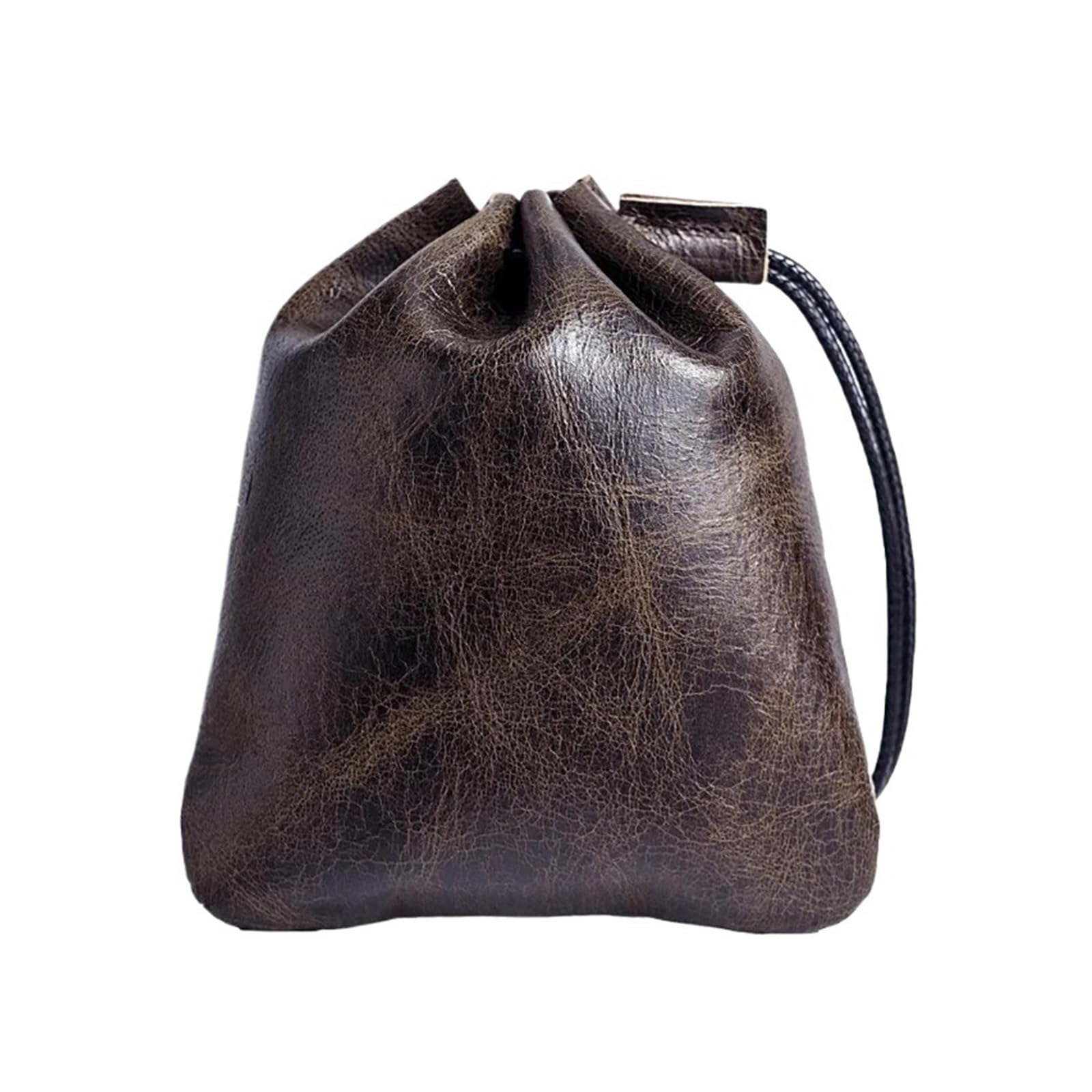 AYWTIUN Leather Drawstring Pouch Medieval Leather Drawstring Pouch – Cowhide Dice Bag & Coin, Small for Board Games, Jewelry, Earphones