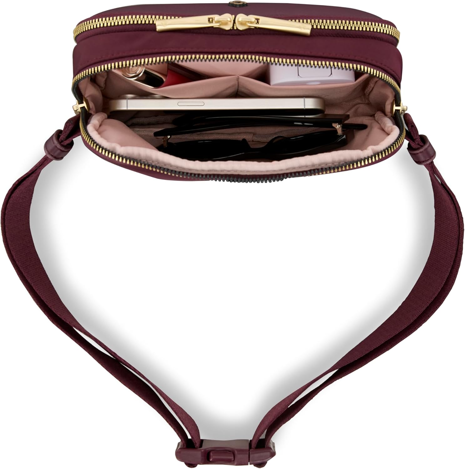 Samsonite Mobile Solution 2 Crossbody Sling Bag, Multi-Way Waist & Fanny Pack with RFID-Protected Front Pocket, Adjustable Strap, Interior Slip Pockets, Travel & Everyday Hands-Free Bag - Merlot - Image 4