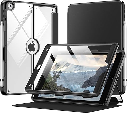 MoKo Funda para iPad de 9 generación con soporte para lápices, funda para iPad de 87 generación de 10.2 pulgadas, protector de pantalla integrado